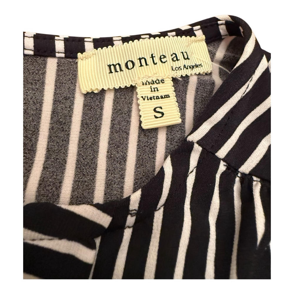 NWT Women's Monteau Navy & White Striped Tie Waist Sleeveless Jumpsuit S - Picture 9 of 14